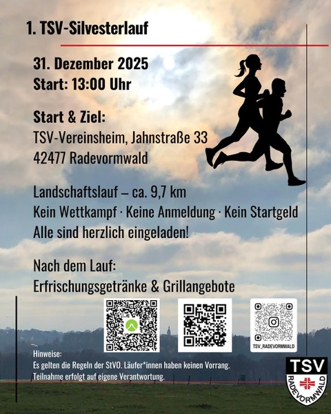1. Silvesterlauf – sportlicher Jahresabschluss  / TSV Schwarz-Weiß Radevormwald