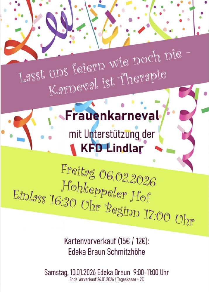 Karnevalsfeier für jecke Wiever in Hohkeppel