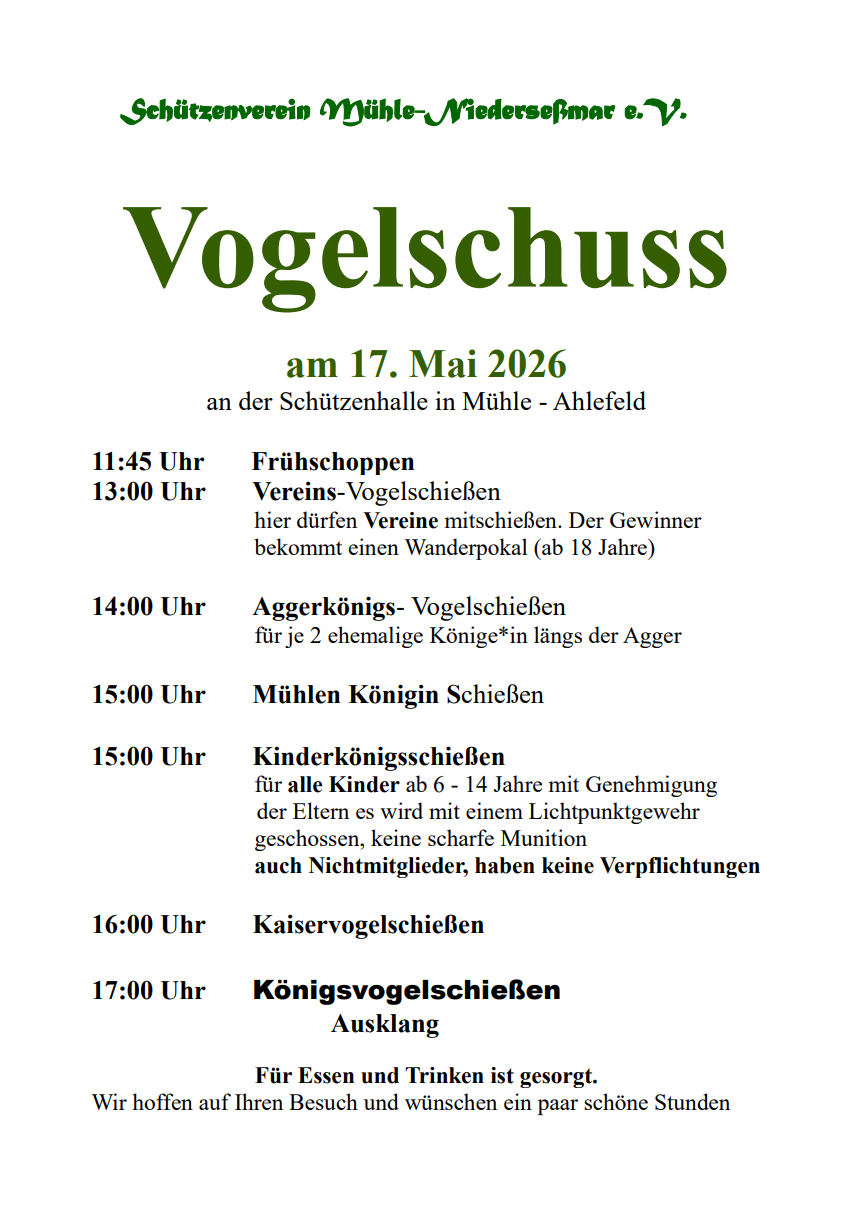 Vogelschießen SV Mühle-Niederseßmar