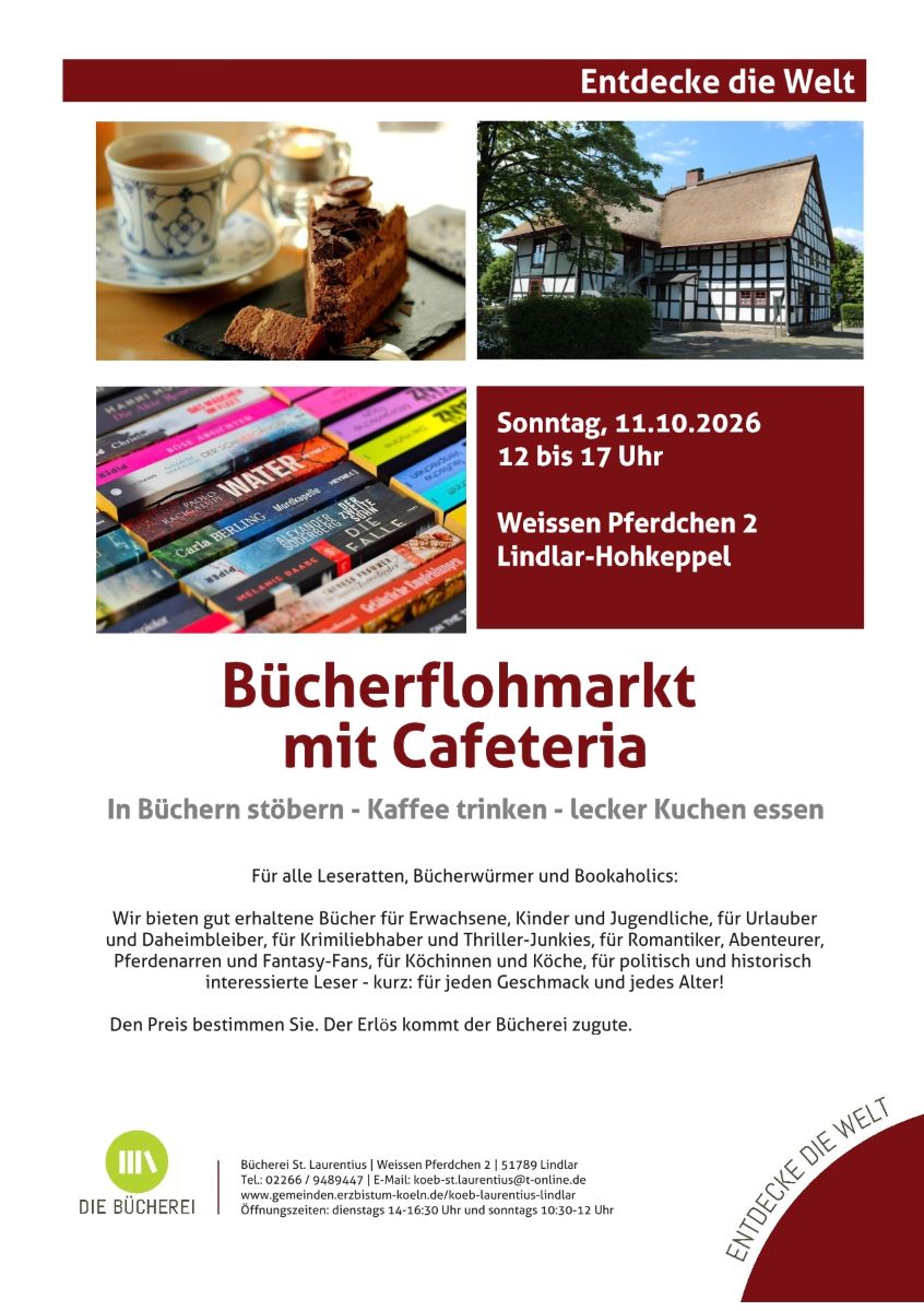 Bücherflohmarkt mit Cafeteria in Hohkeppel